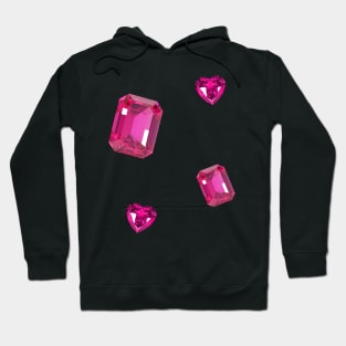 pink bedazzled gems heart shaped realistic sticker set Hoodie